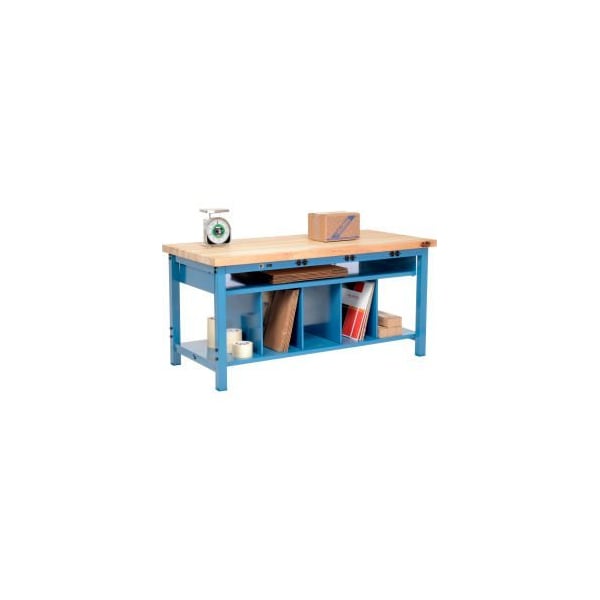 Global Equipment Packing Workbench W/Lower Shelf Power, Maple Square Edge, 60"W x 30"D 244207B - main